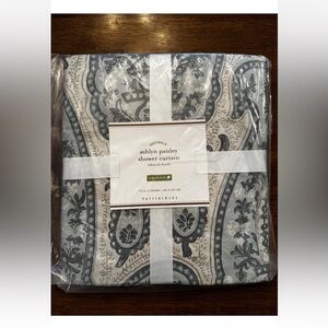 Pottery Barn Ashlyn Paisley Shower Curtain — Blue & Cream Paisley
